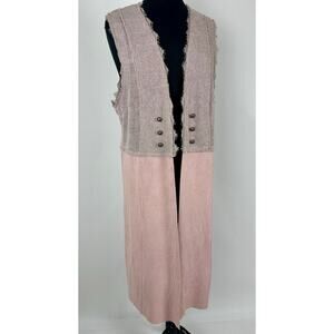 Vocal Size Large Vest Duster Dusty Rose Pink Faux Suede Western Indie Regency
